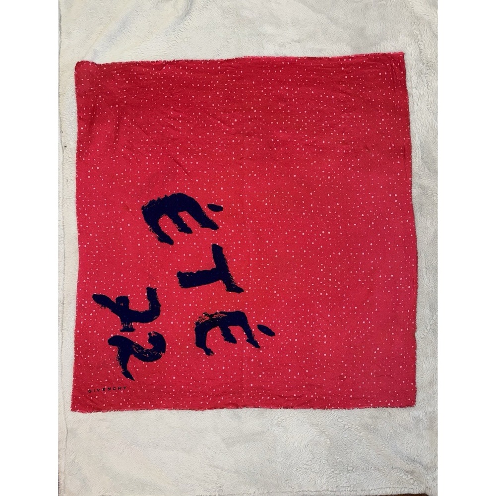 Vtg 1972 GIVENCHY Ete 72 Silk Twill Scarf Red & Blue Painterly Bandana Foulard